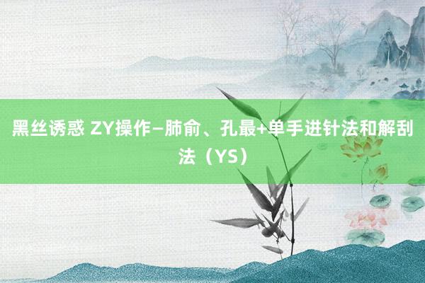 黑丝诱惑 ZY操作—肺俞、孔最+单手进针法和解刮法（YS）