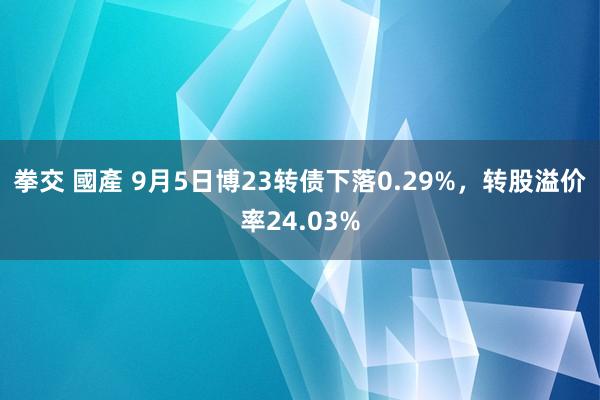 拳交 國產 9月5日博23转债下落0.29%，转股溢价率24.03%