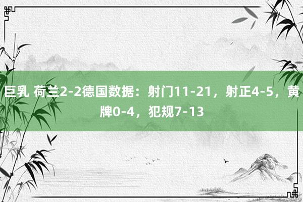 巨乳 荷兰2-2德国数据：射门11-21，射正4-5，黄牌0-4，犯规7-13