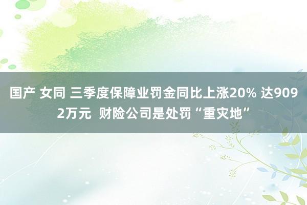 国产 女同 三季度保障业罚金同比上涨20% 达9092万元  财险公司是处罚“重灾地”