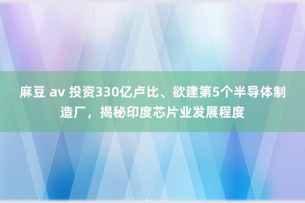 麻豆 av 投资330亿卢比、欲建第5个半导体制造厂，揭秘印度芯片业发展程度