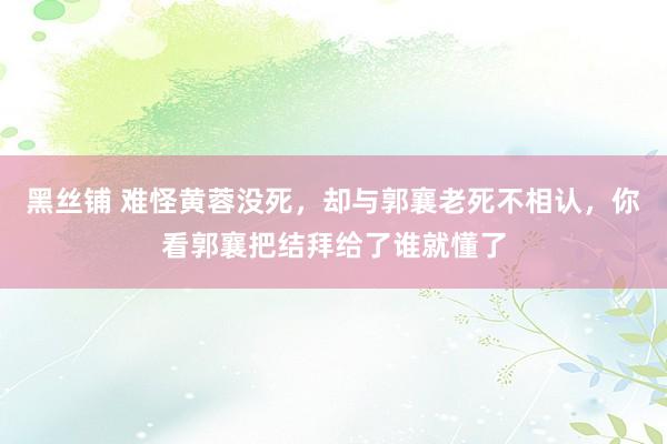 黑丝铺 难怪黄蓉没死，却与郭襄老死不相认，你看郭襄把结拜给了谁就懂了