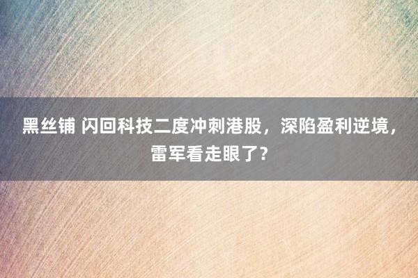 黑丝铺 闪回科技二度冲刺港股，深陷盈利逆境，雷军看走眼了？