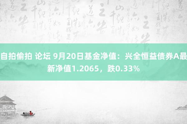 自拍偷拍 论坛 9月20日基金净值：兴全恒益债券A最新净值1.2065，跌0.33%