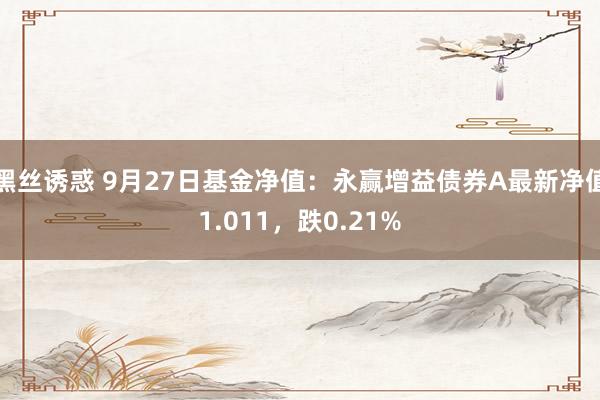 黑丝诱惑 9月27日基金净值：永赢增益债券A最新净值1.011，跌0.21%