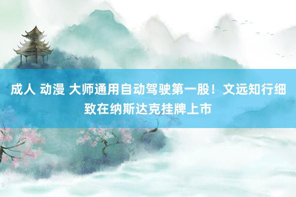 成人 动漫 大师通用自动驾驶第一股！文远知行细致在纳斯达克挂牌上市